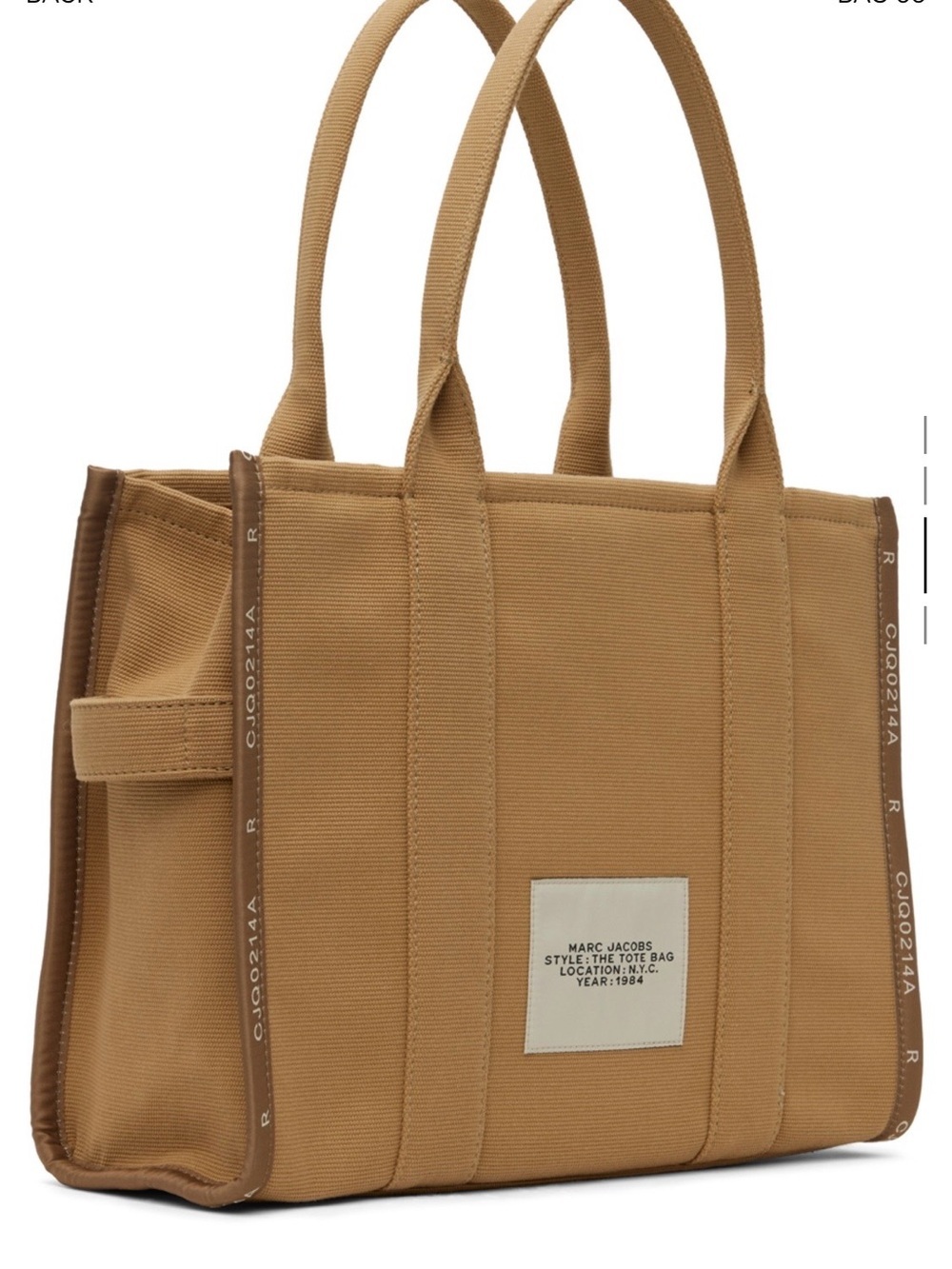 Marc Jacobs Tan 'The Jacquard Large 'The Tote Bag' with White Logo - Picture 2 of 5